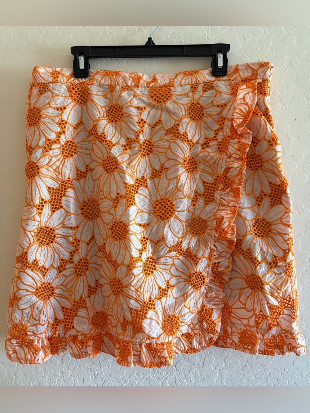 Anthropologie Plenty by Tracy Reese, XL embroidered orange floral mini skirt